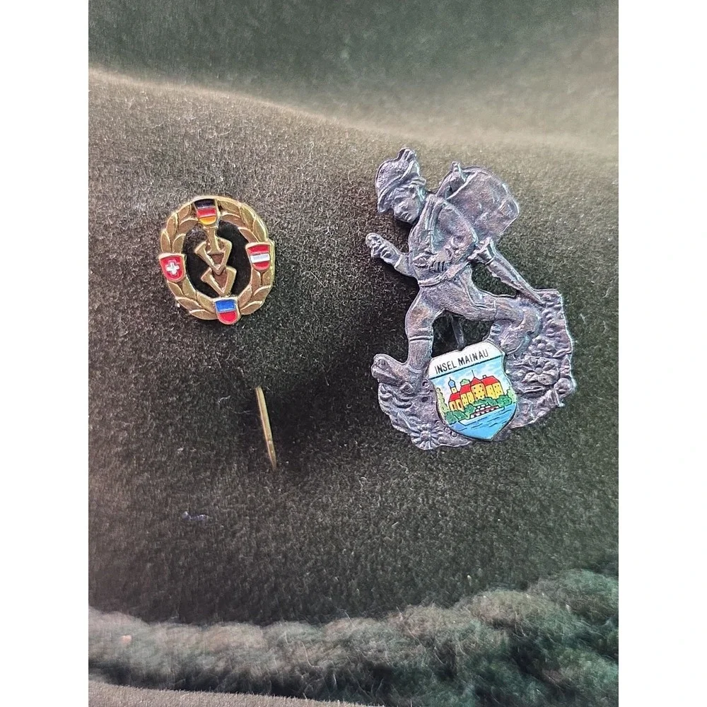 Rein Haar Alpina Bavarian Hat Green Wool Felt Feather Pins Tyrolean Germany
